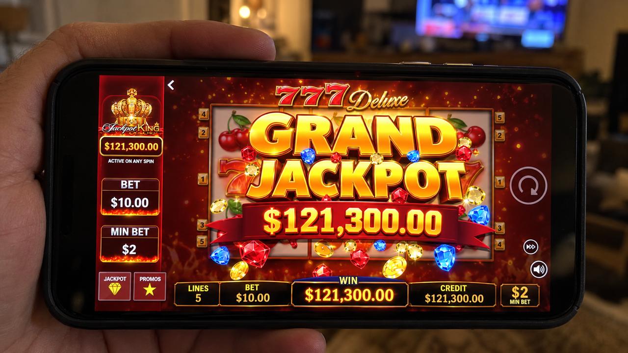 The 777 Deluxe Grand screen on Tommy's phone, caught the moment it locked. (Tommy Brewer / Foxwoods Casino)