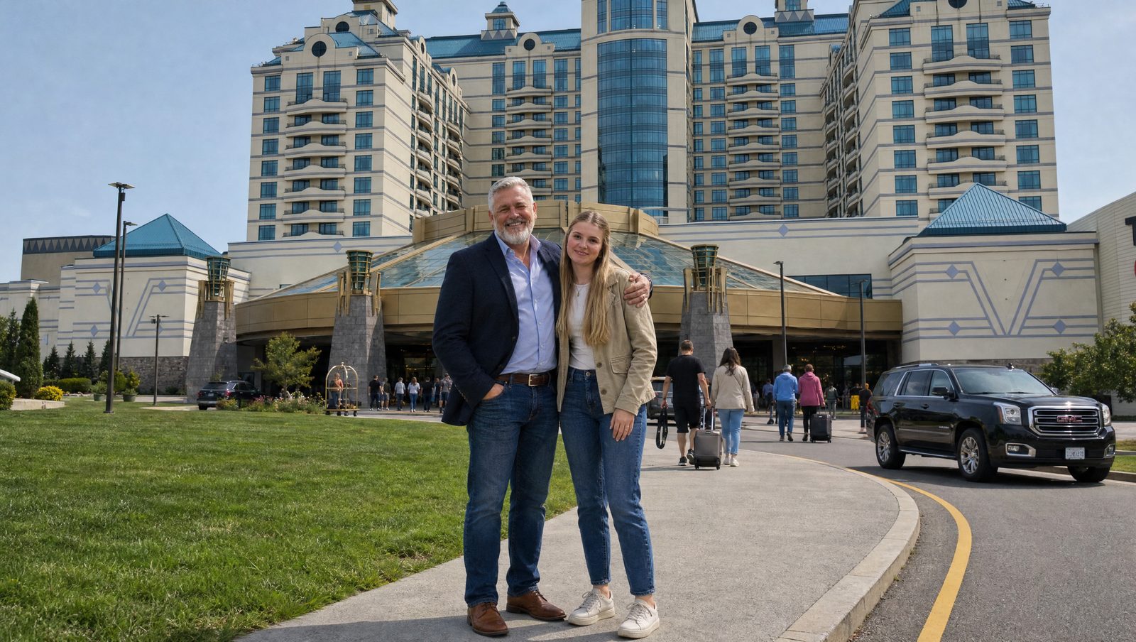 Tommy Brewer with his daughter Miriam outside Foxwoods Casino in Mashantucket. (Tommy Brewer / Foxwoods Casino)
