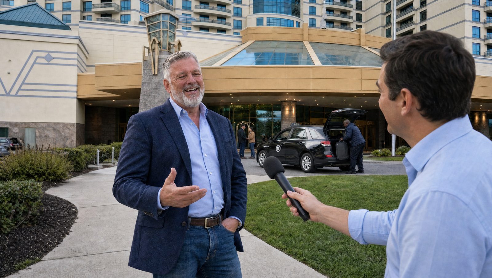 Tommy tells his story outside the Foxwoods Casino tower on Sunday. (Tommy Brewer / Foxwoods Casino)